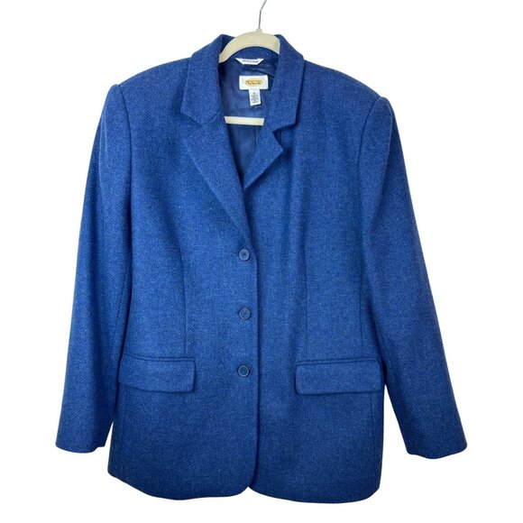 Talbots Women's Size 16 Blazer Jacket 100% Wool Blue Professional Career - Picture 1 of 14